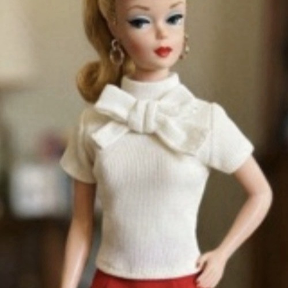 Vintage Barbie RARE WHITE BLOUSE WITH BOW PREMIER FAB LU BABS NO DOLL